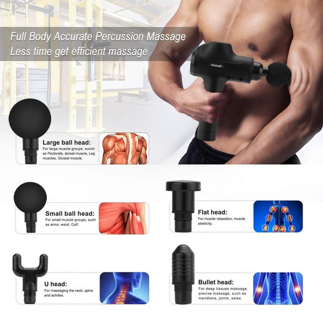 Massage Gun Deep Tissue,Percussion Back Massager Gun for Athletes Muscle  Massage Gun for Pain Relief with 10 Massage Heads & 20 Speeds (Matte Black)