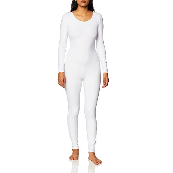 Capezio Women's Team Basic Long Sleeve Unitard, White, Large