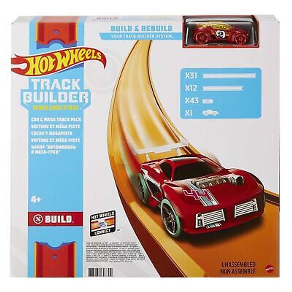 Toy Car Track Set Mega Track Pack 87 Component Building Parts for 40-ft of Tr...