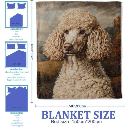 Plistiz Poodle Dog Throw Blanket 50"x60", Elegant Poodle Theme Blankets for Living Room Couch, Home Decor, Soft Flannel Poodle Gifts for Adults and Women