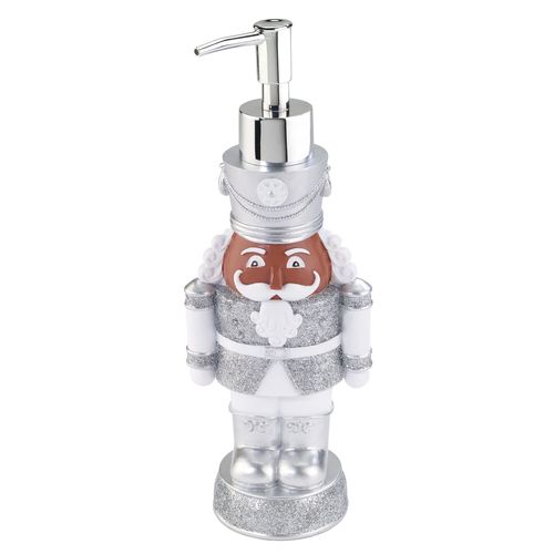 Avanti Linens - Soap Dispenser/Lotion Pump, Christmas Bathroom Decor (Holiday Collection, Silver Nutcracker)