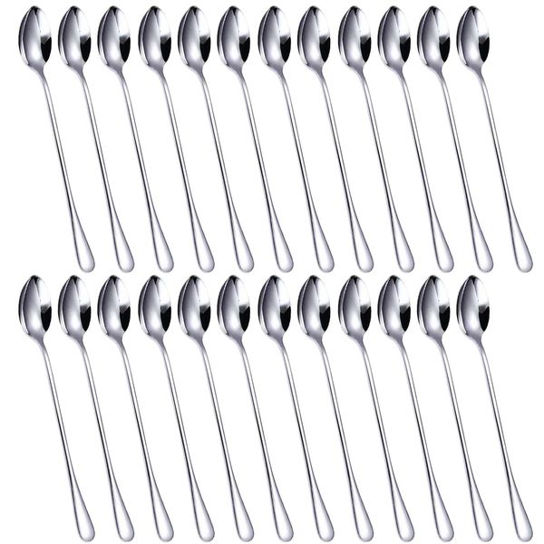 Latte Spoons Set of 24, PionStar Stainless Steel Long Teaspoons Set, 7.7 Inch (19.5cm), Dishwasher Safe, Tea Spoons/Sundae Spoons/Coffee Spoons/Cake Spoons/Dessert Spoons for Home/Restaurant