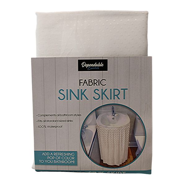 Dependable Industries Fabric Sink Skirt Diamond Stitch White