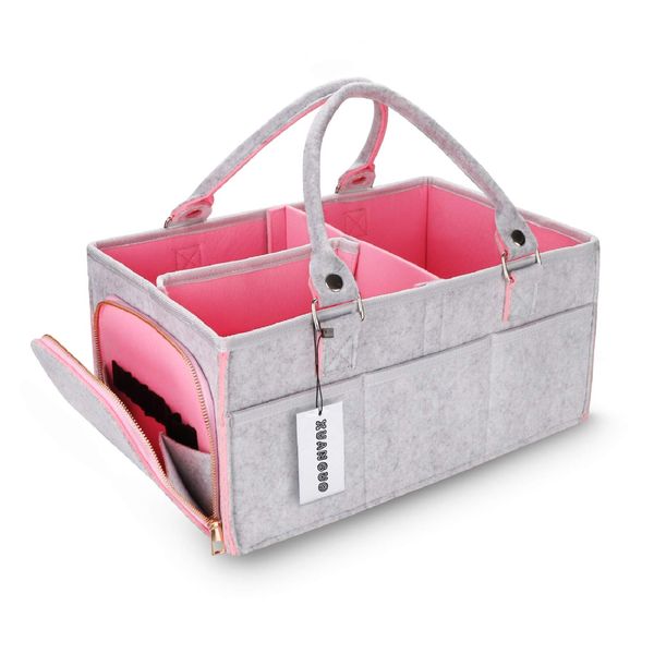 Baby Diaper Caddy Organizer for Girl Boy Large Nursery Storage Bin Basket Portable Holder Tote Bag for Changing Table and Car Baby Shower Gifts Newborn Essentials Baby Registry Must Haves Items