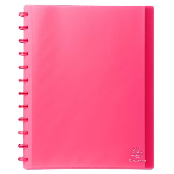 Exacompta - Ref 86355E - PP Translucent Repositionable Display Book - Suitable for A4 Documents, 30 Pockets, 60 Viewing Pages, Removable Pockets - Red