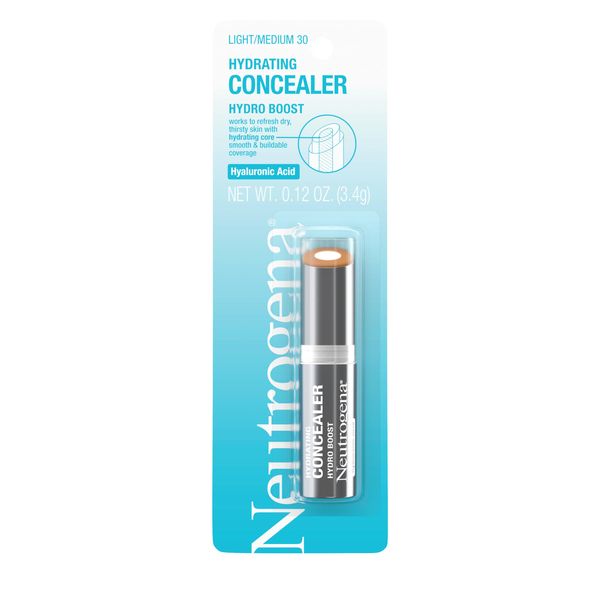 Neutrogena Hydro Boost Hydrating Concealer Stick for Dry Skin, Oil-Free, Lightweight, Non-Greasy and Non-Comedogenic Cover-Up Makeup with Hyaluronic Acid, 30 Light/Medium, Oz