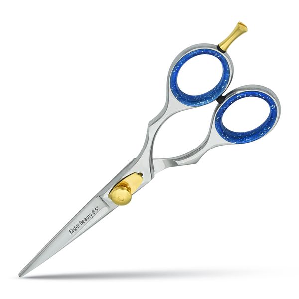 Eager Beauty Professional Hair Scissors – Hair Cutting Scissors professional – 6.5” large Barber Scissors for Men and Women – Razor Edge Shears for Hair Cutting for Home and Salon (Blue)