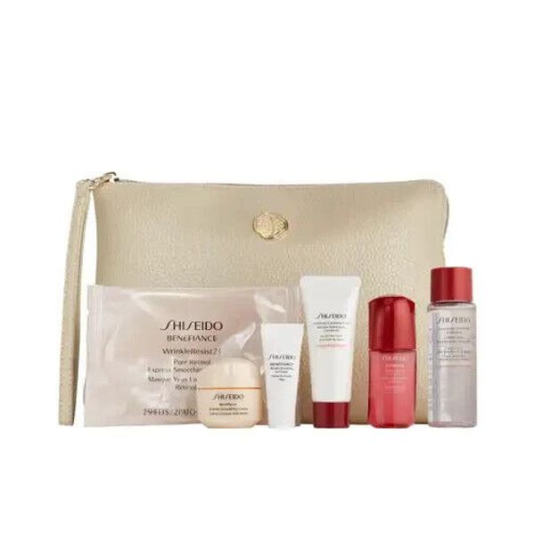 Shiseido Skincare Benefiance Eye Cream Serum & Cosmetic Bag 7-Pc Travel Gift Set