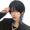 FESHFEN Men's Wig, Short, Wolf, Inner Color, Full Wig, Men's, Harajuku, Cool, Handsome, Natural, Small Face, Heat Resistant, Popular, Fashion, Unisex, Short Hair, Net/Comb, Wolf Blue