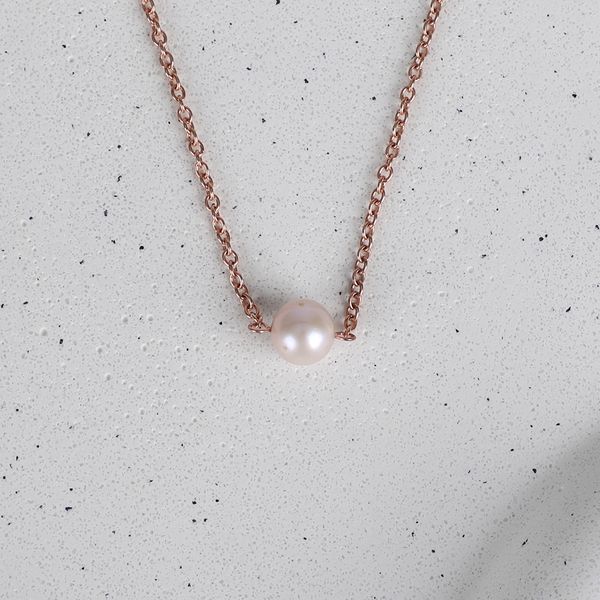 Pink Freshwater Pearl Necklace Rose Gold