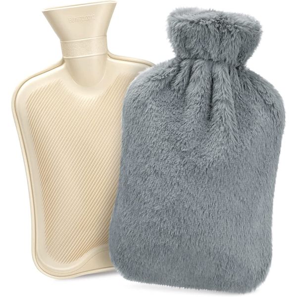 Wärmflasche Mit Bezug, Dawdix 2L Warmflasche Bettflasche Wärmeflaschen Wärmebeutel Warmeflasche hot water bottle mit weichem Fleeceüberzug Bettflasche Geschenk für Frauen Mutter Vater