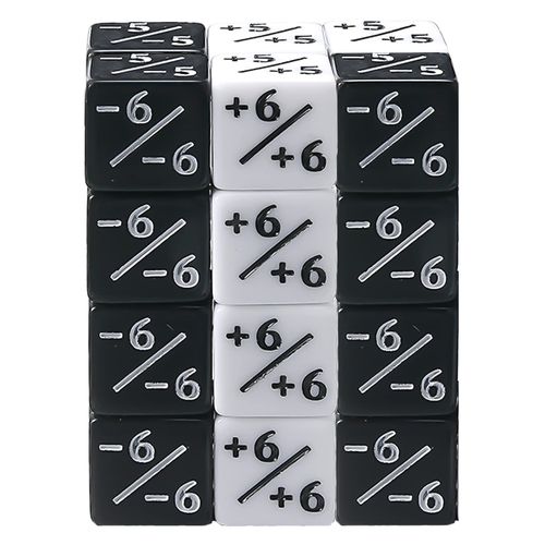 24 Dice Counter Token Dice, Royalty Dice, D6 Dice, White+1/+1 and Black-1/-1 Compatible with Magic MTG CCG Card Game Accessories