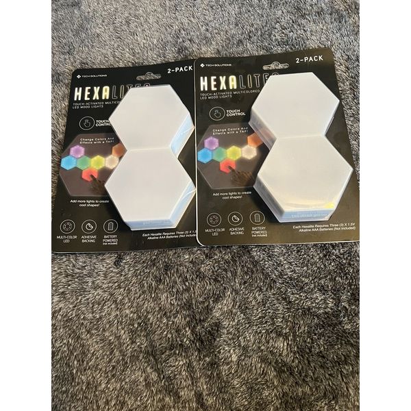 Tech Solutions 2-Pack X 2)HEXALITES Touch Activated Adhesive RGB LED Mood Lights