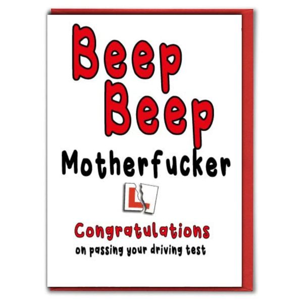 Driving test card, congratulations on passing your test card (Beep Beep)
