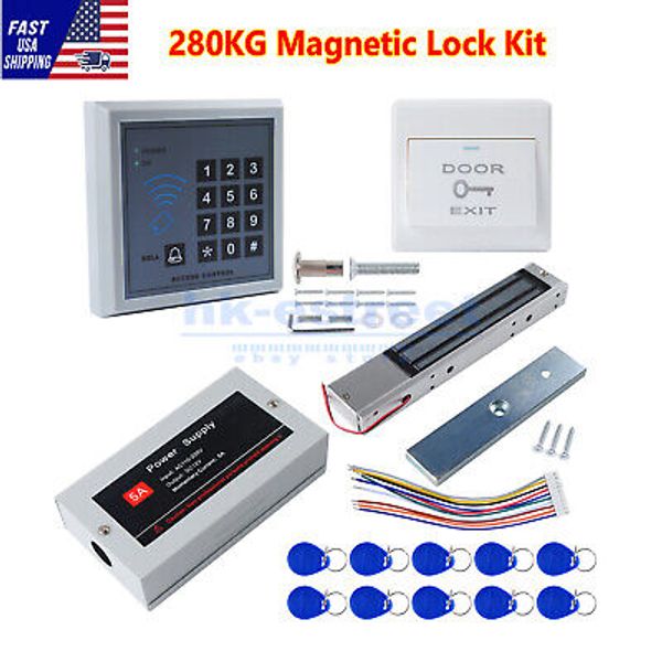 Full Set RFID Door Access Control System Kit 280kg 600LBs Electric Magnetic Lock