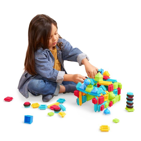 Battat- Bristle Blocks- STEM Interlocking Building Blocks- 112 pc Playset- Developmental Toys for Toddlers & Kid- Basic Builder Set- 2 Years +