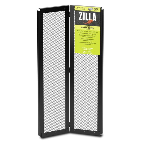 Zilla Pet Reptile Terrarium Fresh Air Screen Cover with Center Hinge 24" x 12"