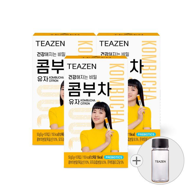 Teazen Kombucha Yuzu 10 sticks x 3 boxes (bottle included)