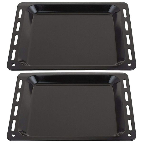 SPARES2GO Baking Tray Enamelled Pan Compatible with Rangemaster Oven Cooker (448mm x 360mm x 25mm, Pack of 2)