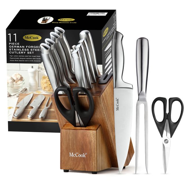 Stainless Steel Knife Set With Sharpener 