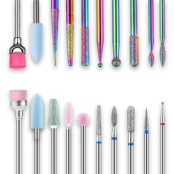 Nail Drill Bits Set - Diamond Efile Nail Bit for Acrylic Nails,Cuticle Clean File Bits Remove Gel Nail Bits Nail Drill Bits 3/32 Inch (20Pcs Russian Cuticle Drill Bit Set)