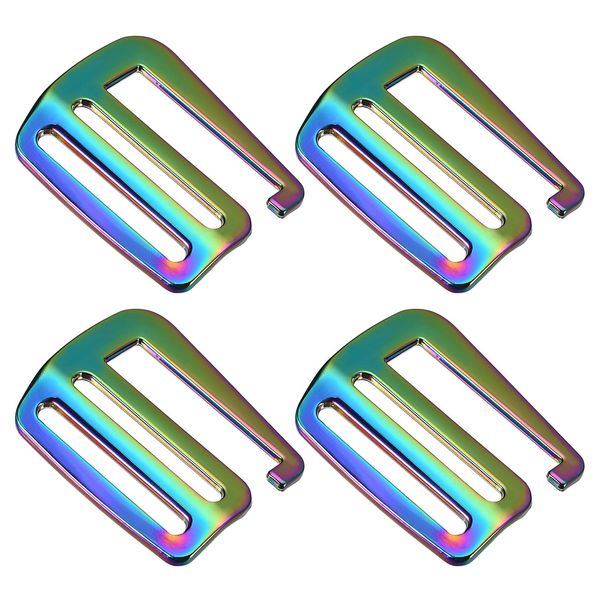 QUARKZMAN Metal G-Hook Strap Fasteners, Pack of 4, 1.5 Inches, 38 mm, G-Hooks, Wave Closure, Adjustable Slider for Backpack Straps, Multicoloured, Silver Tone