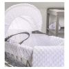 Clair de Lune White Dimple Grey Wicker Moses Basket with Rocking Stand