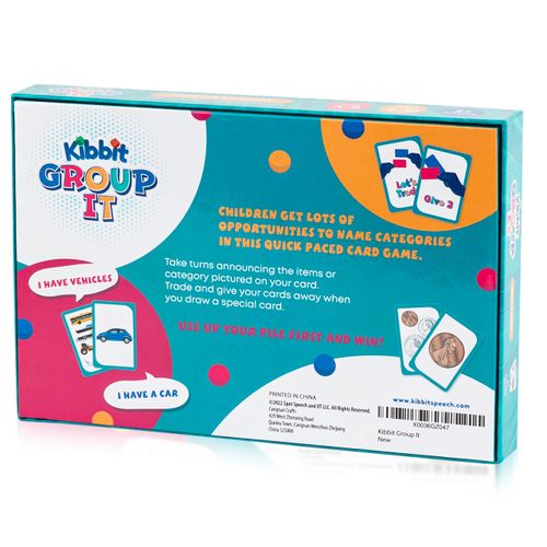 Kibbit Group It- Card Game for Improving Category Recognition and Naming, Speech Therapy Tool, ABA, ESL