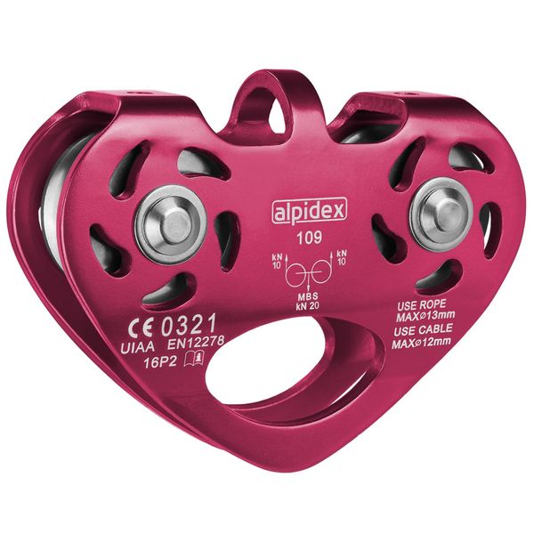 ALPIDEX Seilrolle Tandem Pulley Umlenkrolle Doppelseilrolle - geeignet für Stahlseile 8-12 mm Ø und Textilseile bis 13 mm Ø, Farbe:pink
