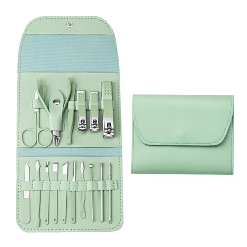 Manicure Set 16 in 1 Professional Nail Clipper Set Stainless Steel Nail Care Kit Nail Set Manicure for Men Women with Storage Travel Case (Green)