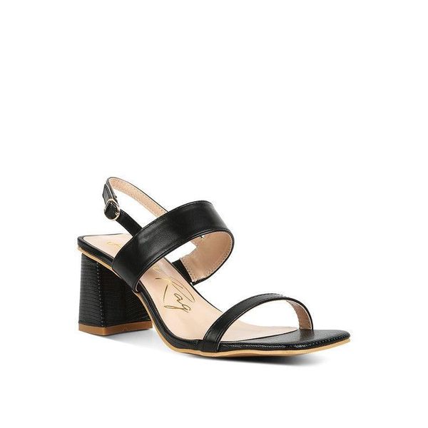 KIRK Elasticated Gussets Block Heel Sandals - Black / 7