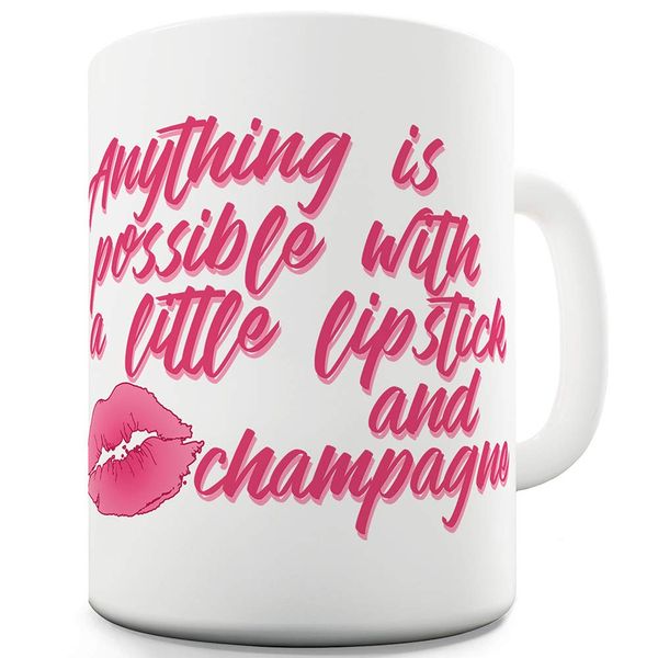 Lipstick And Champagne 15 OZ Ceramic Funny Mug