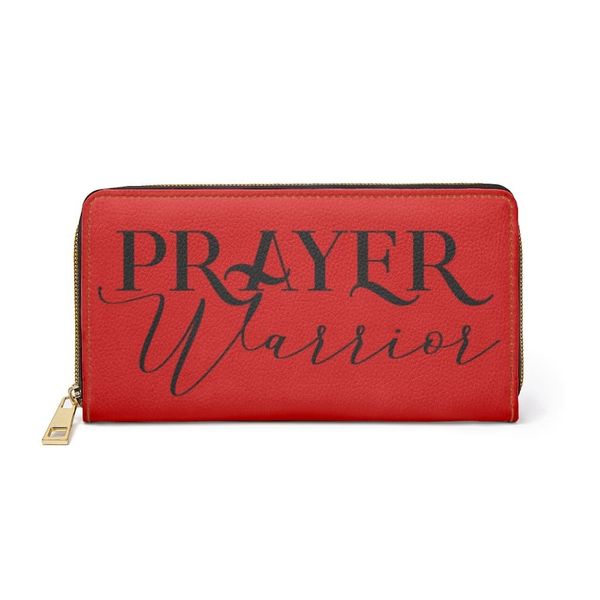 Womens Wallet, Zip Purse, Red & Black Prayer Warrior - One size