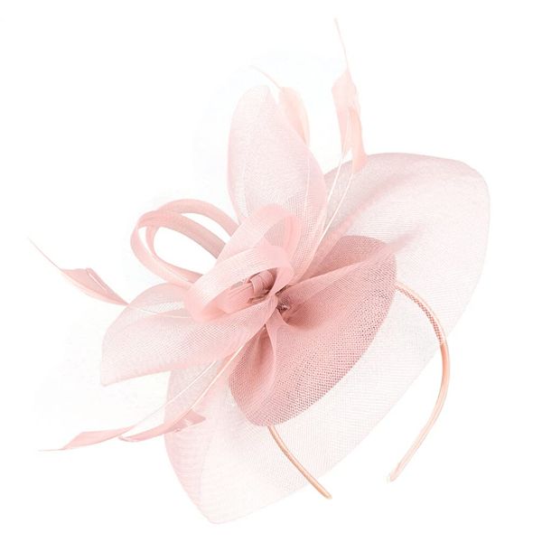 Lurrose Womens Headbands Fascinators Hat Tea Party Headband Hair Clip Hairpin Hat Derby Hat 1920s Prom Headpiece for Special Events Weddings Royal Party Hair Accessories Nude Bride Headband