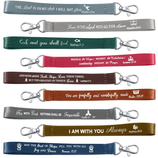 45 Pieces Christian Keychains Bulk Inspirational Bible Verse Key Chains Polyester Scripture Keyrings Religious Party Gifts (Dark, Classic)