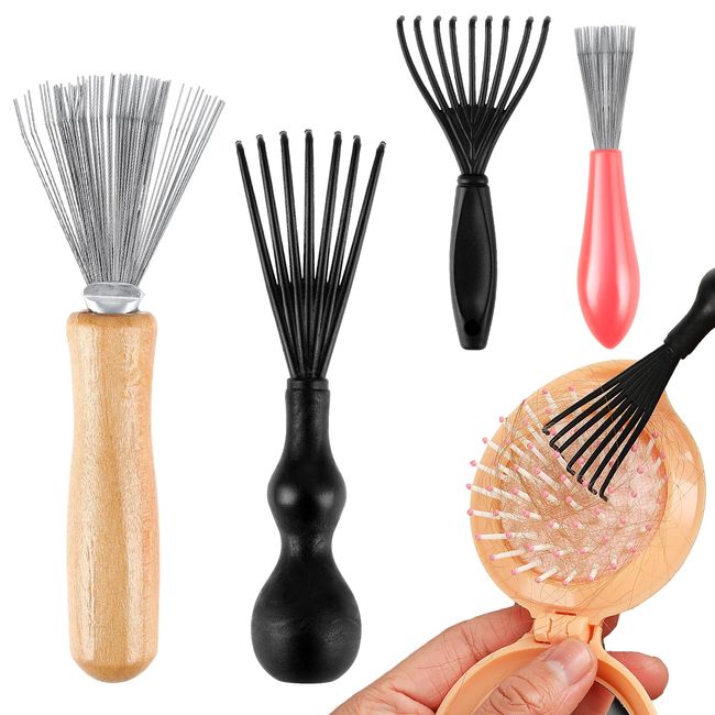 Andibro 4 Pcs Hair Brush Cleaner Tool Set, Hairbrush Cleaning Claws Rake Design Brush Cleaner Comb Cleaning Brush Remover Mini Hair Instrument for Removing Hairs Dust Dirt Lint Home Salon