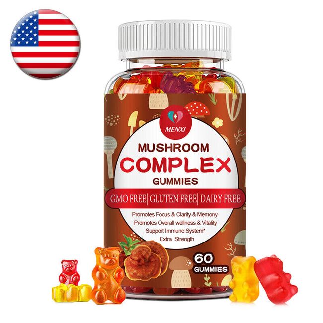 Mushroom Extract Complex Gummies Lions Mane Chaga Reishi Focus Memory Immunity