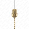 ElekTek Bathroom Light Pull Chain – Polished Brass & White Ceramic Disc & Brass Chain