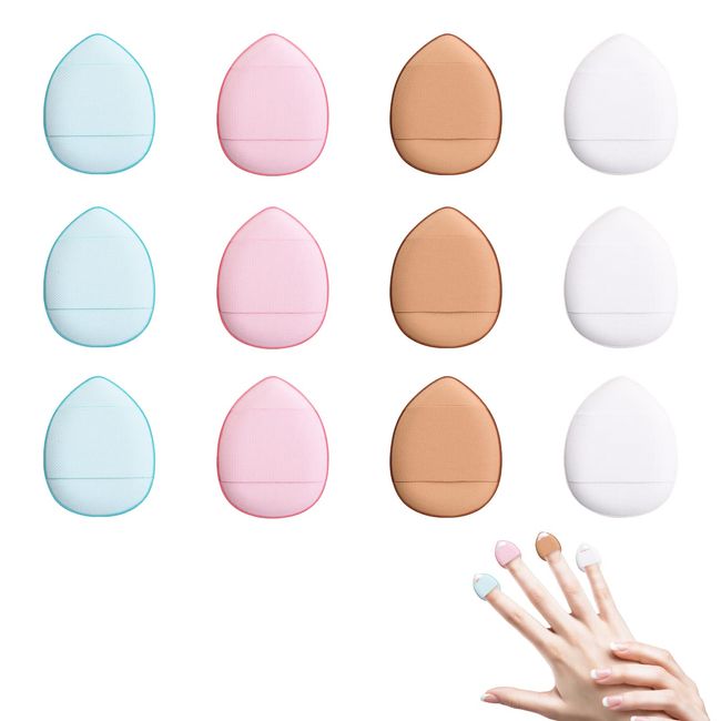 Sibba 12 Stück Schwämme Puderquaste mit Fingerhalter Gurt Mini Beauty Blender Gesicht Augen Make-up Pads für flüssige Foundation Halloween Kostüm Festival Make Up Kosmetik Nass Trocken Werkzeug