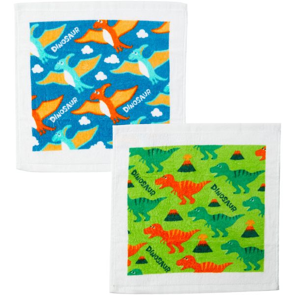 Marushin 0165010000 Hand Towel, Handkerchief, Set of 2, Case Included, Piccolino, Dinosaur Product, Kindergarten, Kindergarten, Elementary School, Boys