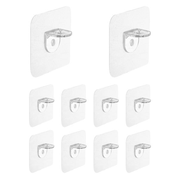 sourcing map 10 Pcs Plastic Shelf Support Peg, Self Adhesive Bracket, Clear Partition Pin