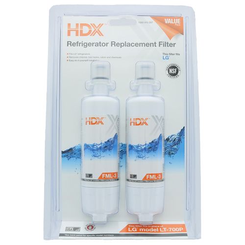 HDX FML-3 Replacement Water Filter / Purifier for LG Refrigerators (2 Pack)