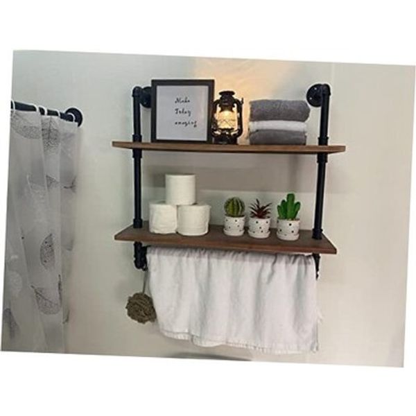 Industrial Pipe Shelving Bathroom Shelves with Towel bar, 30 in Rustic