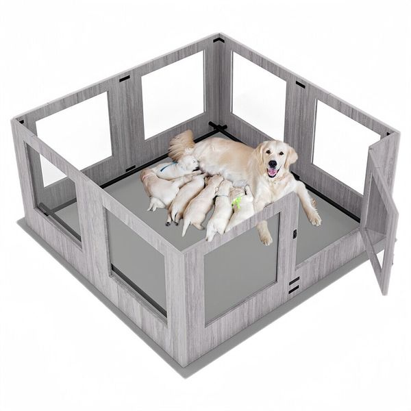 Tempered Glass Pet Whelping Fence Heavy Fafety Dog Playpen Fertility Box Indoor