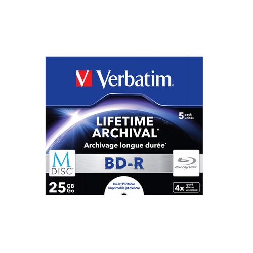 Verbatim 43823 25GB 4x M-Disc BD-R - 5 Pack Jewel Case
