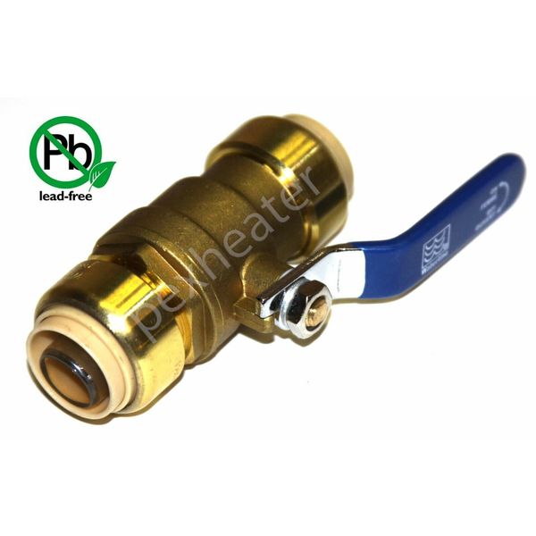 3/4" PUSH FIT BALL VALVE FULL PORT LEAD FREE BRASS WITH DISCONNECT CLIP TOOL