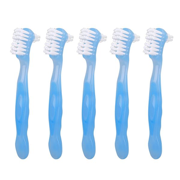 Denture Brush, Double Sided Plaque Remover Denture Cleaning Brush Safe for Your Daily Life (Blue)