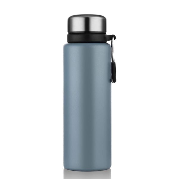 BINCOO Vacuum Insulated Thermal Flask, 1000ml/35oz Travel Flask Drinking Flask, Stainless Steel Double Walled Portable Flask for Sports, Outdoor, Office, Library (Blue)