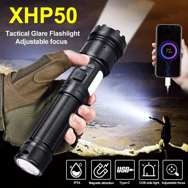 100000LM Flashlight Outdoor Rechargeable High Powerful Tactical Torch Waterproof