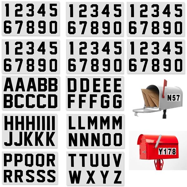 120 PCS Reflective Mailbox Number and Letters Stickers,2 inches Self Adhesive